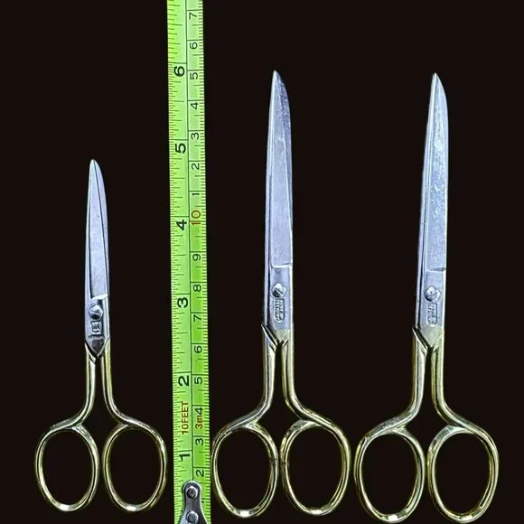 7 Vintage German Gold & Silver Scissors Embroidery Crafting Sewing Tools Shears - Picture 8 of 8